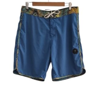 Vissla Recycled Stretch Boardshorts Men’s Swim Trunks Blue Sz M Surf Eco Resort